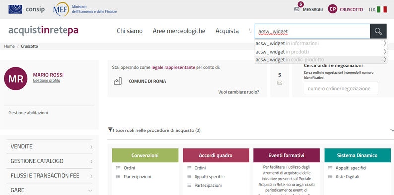 MEPA: ricerca servizio accessibilità per codice